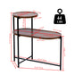 Round Coffee Table With Storage Tray 2 Tier Oval End Tables Wooden Small Side Table For Living Room