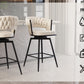 Norwich - Set of 2 - 26" Beige Suede Counter Stools with Black Metal Legs and Woven Backrest