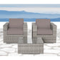Wicker Seating Group Set With Table And Cushions