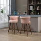 Viatora - Set of 2 - 27" Pink Swivel Solid Wood Bar Stools with High Back and Footrest