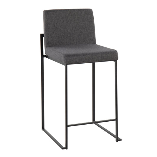 Milyndra - Set of 3 - 26" Charcoal Steel Counter Stools with High Back, Upholstered Seat, and Stylish Design