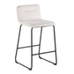 Leon - Set of 2 - 26" Cream Velvet Counter Height Stools with Black Metal Frame and High Backrest