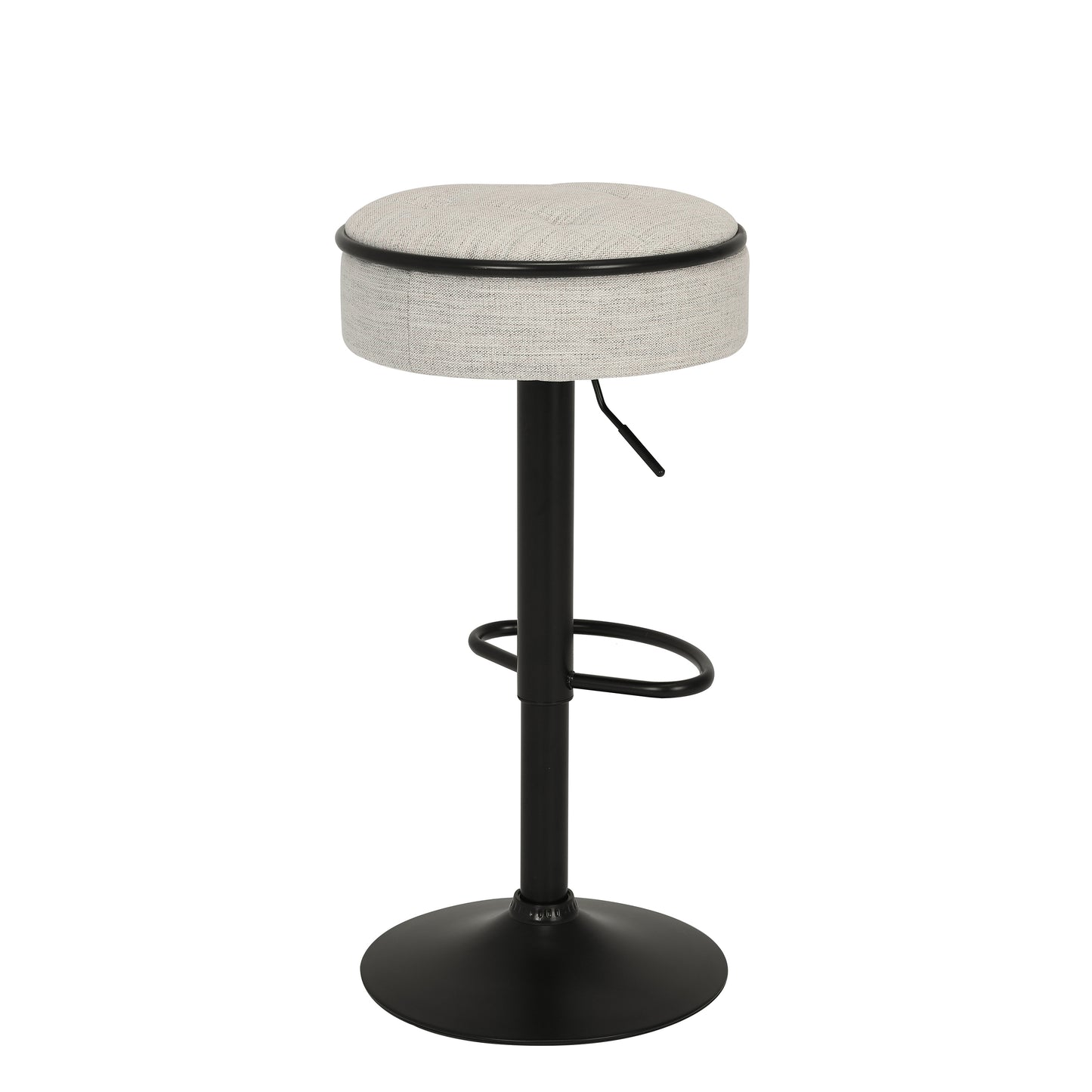 Glint - Set of 2 - 28" Off White Adjustable Swivel Bar Stools with Hidden Storage and Metal Frame