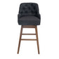 Vianna- Set of 2 - 30" Black Linen Counter Height Bar Stools with Button-Tufted Design, 360° Swivel, and Solid Wood Legs