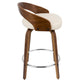 Gunner - Set of 2 - 30" Walnut Wood Mid-Century Modern Swivel Counter Stools with Cream Faux Leather