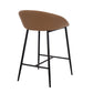 Martisse - Set of 2 - 26" Fixed-Height Camel Faux Leather Counter Stools with Black Metal Frame