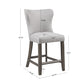 Vayla - Set of 1 - 25.5" Cream Upholstered Counter Stool with Wing Back and Solid Wood Legs