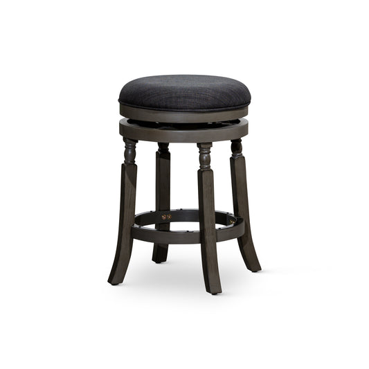 Palmer Lake - Set of 2 - 24" Weathered Gray Counter Stools with Charcoal Fabric Seat and Swivel Mechanism