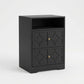 Nightstand With Diamond Carvings Handles, 2 Drawers & Charging Station