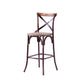 Zorina -  set of 2 -29" Seat Height Industrial High-Back Bar Chair in Antique Red and Oak, 43" Overall Height