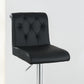 Luent – Set of 2 – 24" Adjustable Black Bar Stools with Tufted Back, Gas Lift, Chrome Base, and Faux Leather Upholstery