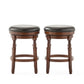 Landis - Set of 2 - 25" Chocolate Brown Faux Leather Swivel Counter Stools with Backless Design