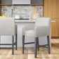 Sheldon - Set of 2 - 26" Upholstered Counter Stools with Light Gray Fabric and Rubberwood Frame