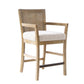 Diedra - Set of 2 - 26" Cream Counter Stools with Reclaimed Natural Cane Back and Upholstered Seat