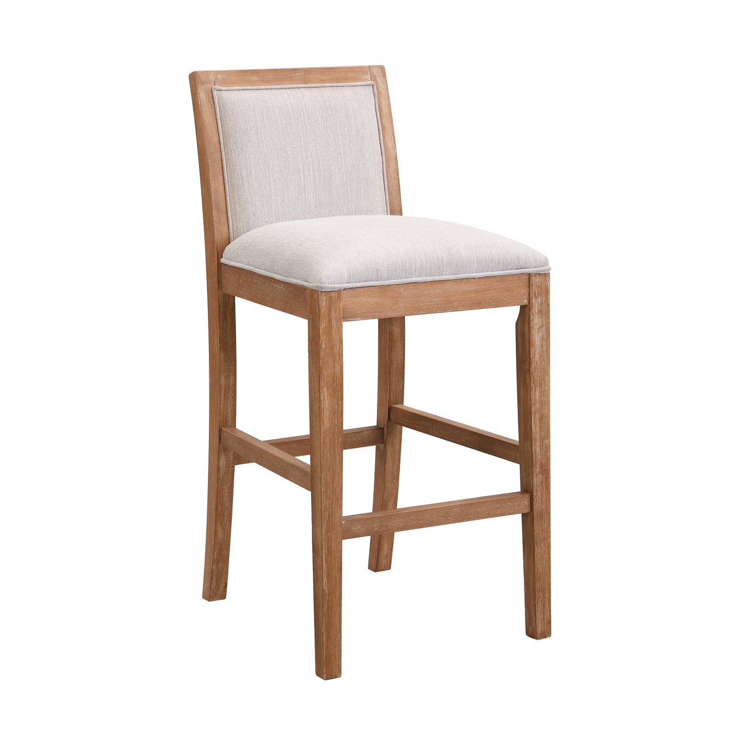 Montague - Set of 2 - 24" Retro Bar Stools with Rubberwood Frame and Upholstered Fabric Cushions, Classic Espresso Design