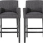 Eska - Set of 2 - 30" Charcoal Gray Upholstered Counter Stools with Sleek Design