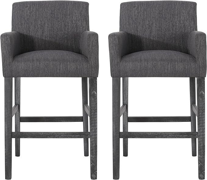 Eska - Set of 2 - 30" Charcoal Gray Upholstered Counter Stools with Sleek Design