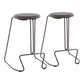 Lyrical - Set of 2 - 25" Contemporary Counter Stools in Grey Faux Leather & Black Steel with High Back