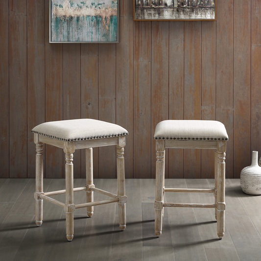 Lissa - Set of 2 -26" Tan Wood Counter Height Stools