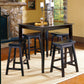 Spirata 24" - Set of 2 - Black Swivel Saddle Seat Counter Height Stools - Solid Wood Casual Dining Chairs