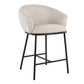 Selena - Set of 2 - 24" Cream Upholstered Counter Stools with Black Steel Frame for Modern Kitchen Island