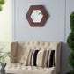 Hexagon Mirror With Natural Wood Frame, Wall Decor For Living Room Bathroom Hallway