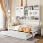 Twin Size Wooden Daybed With Twin Size Trundle, And All In One Cabinet And Shelf - White