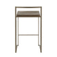 Florelle - Set of 3 - 26" Industrial Stackable Counter Stools with Espresso Bamboo Seat & Antique Metal Frame