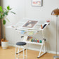 Adjustable Tempered Glass Drafting Printing Table With Chair