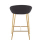 Maglam - Set of 2 - 24" Black Velvet Counter Stools with Gold Metal Frame, 26" Seat Height