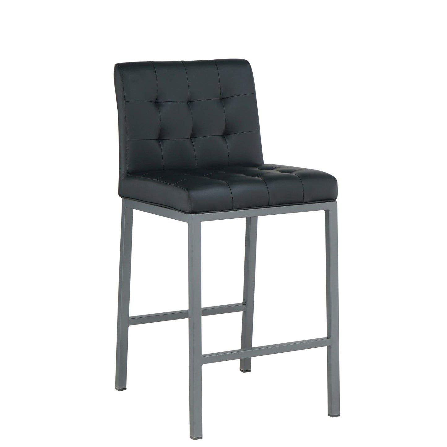 Samson - Set of 2 - 30" Black Modern PU Bar Stools with Metal Legs