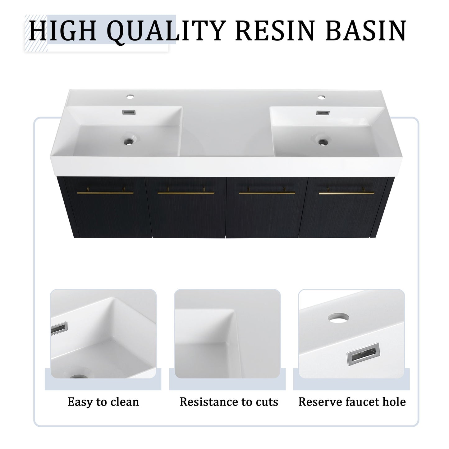 Modern Wall Mounted Bathroom Vanity With Left Sink And Storage Rack