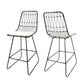 Niez - Set of 2 - 26" Black and Ivory Wire Counter Stools with Cushions