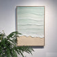 Framed Beach Wall Art, Textured Canvas Painting, Neutral Ocean Decor For Living Room - Beige / Blue