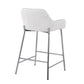 Astraea - Set of 2 - 24" White Faux Leather Counter Stools with Chrome Metal Frame