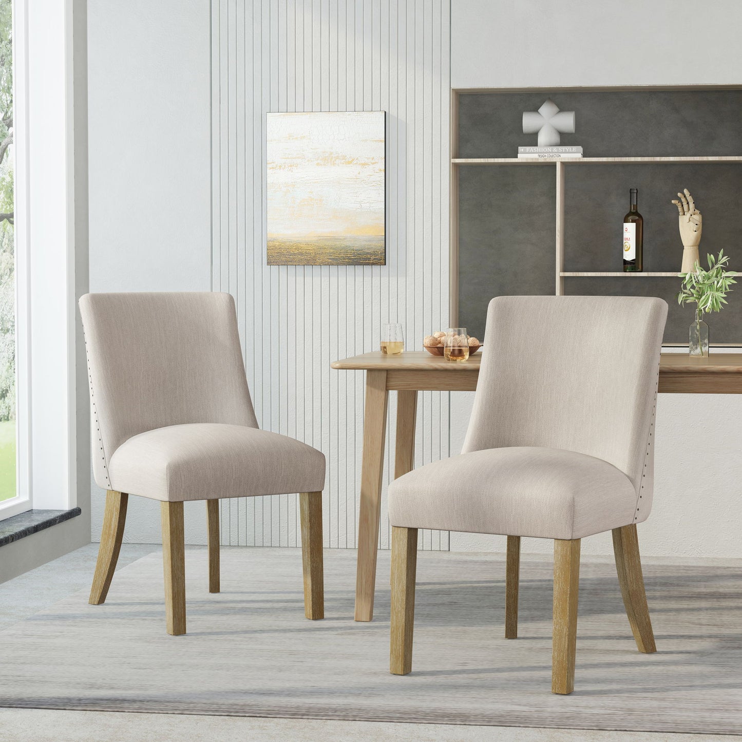 Classic Fabric Dining Chair (Set of 2) - Beige