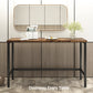 Thalor - Set of 2 - 24" Counter Height Stools with Extra Long 60.2" Brown Table and Footrest, Space-Saving Design