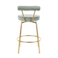 Redmond - Set of 2 - 24" Sage Green Velvet and Gold Metal Glam Counter Stools with 360 Swivel