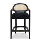 Sarnia  Set of 2 - 26"  Saddle Counter Stools - Seat Height, White-Washed Wood with Gray Upholstery