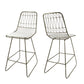 Marcel - Set of 2 - 24" Beige Iron Counter Stools with Water-Resistant Cushions & Geometric Design