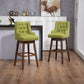 Esmée - Set of 2 - 30" Olive Linen Counter Height Bar Stools with 360° Swivel and Solid Wood Legs, Footrest for Kitchen or Dining Room