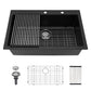 Kitchen Sink Granite Composite Drop In Sink With Durable Material - Black