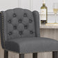 Viora - Set of 2 - 30" Charcoal & Dark Brown Fabric Tufted Wingback Counter Stools