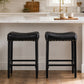 Bar Stool With Brass Nailhead Trim (Set of 2) - Black