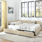 Upholstered Storage Tufted Bed Frame With Backrest And Armrests