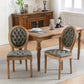 French Style Solid Wood Frame Antique Painting, Hand-Pulled Buckle Decoration Artificial Dining Chair With Nailhead Trim, Wood Legs