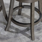 Calavon - Set of 2 - 24" Weathered Gray Counter Height X-Back Swivel Stools with French Gray Leather Upholstered Seat