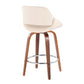 Dorset - Set of 2 - 19" Cream Faux Leather Mid-Century Counter Stools with Walnut Swivel Legs