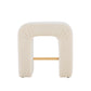 Abriana - Set of 2 - 24" Cream Modern Bouclé Bar Stools with Inverted U-Shaped Design, Wooden Frame, and Plush Upholstery