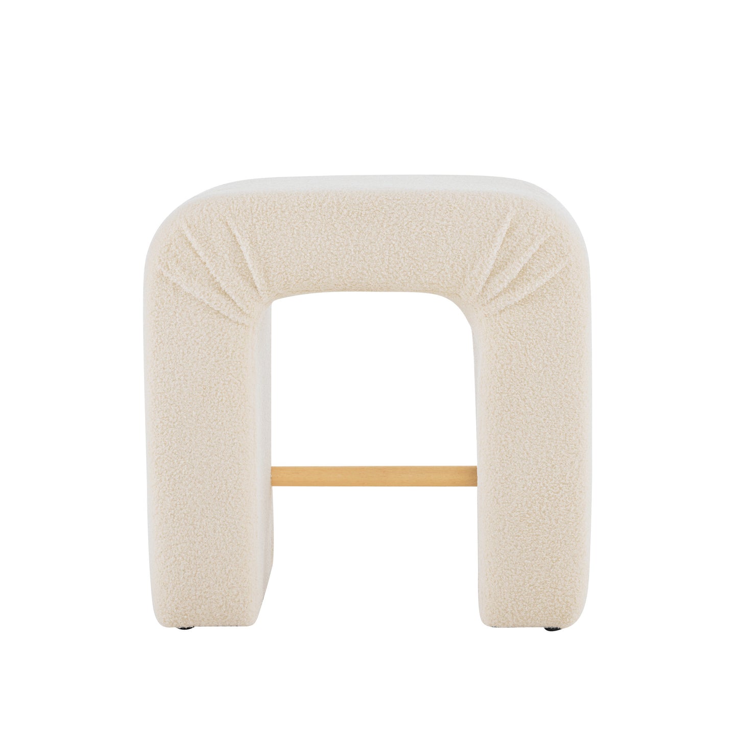 Abriana - Set of 2 - 24" Cream Modern Bouclé Bar Stools with Inverted U-Shaped Design, Wooden Frame, and Plush Upholstery